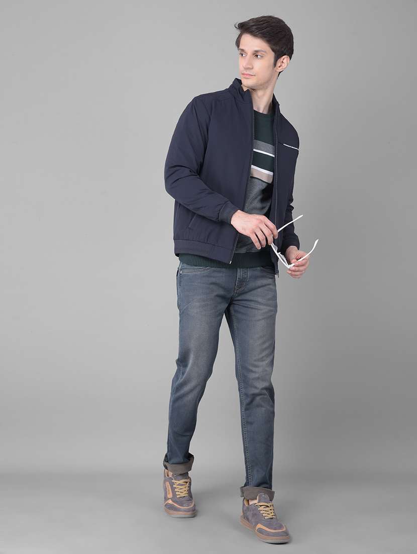 Men Navy Blue Nylon Casual Jacket - 20459450 -  Standard Image - 4