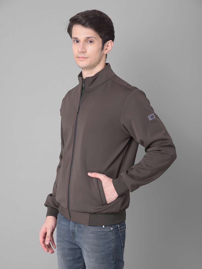 men brown nylon casual jacket - 20459453 -  Standard Image - 1