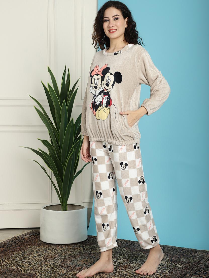 taupe graphic print pyjama nightwear set - 20467781 - Standard Image - 1