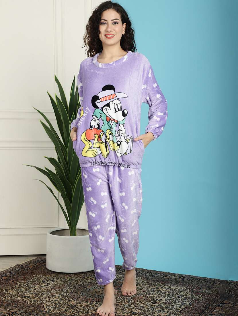 lavender graphic print pyjama nightwear set - 20467782 - Zoom Image - 0
