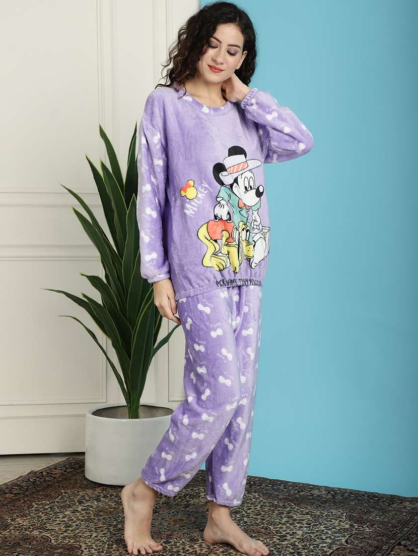 lavender graphic print pyjama nightwear set - 20467782 - Standard Image - 1