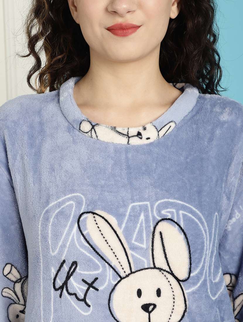 blue graphic print pyjama nightwear set - 20467784 -  Standard Image - 4