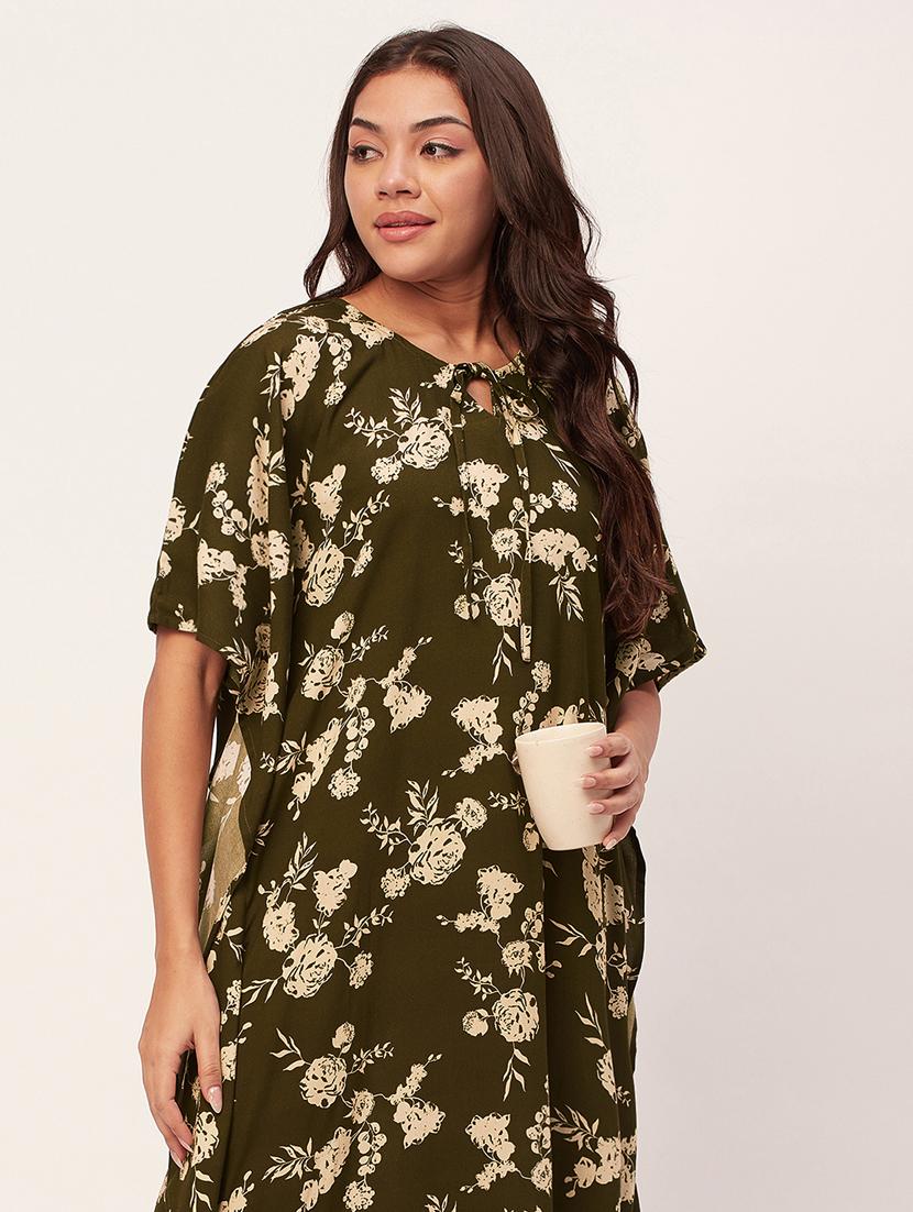 olive floral print maxi nighty - 20468209 - Standard Image - 4