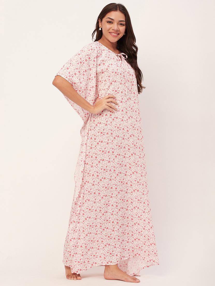optic white floral print maxi nighty - 20468213 -  Standard Image - 1
