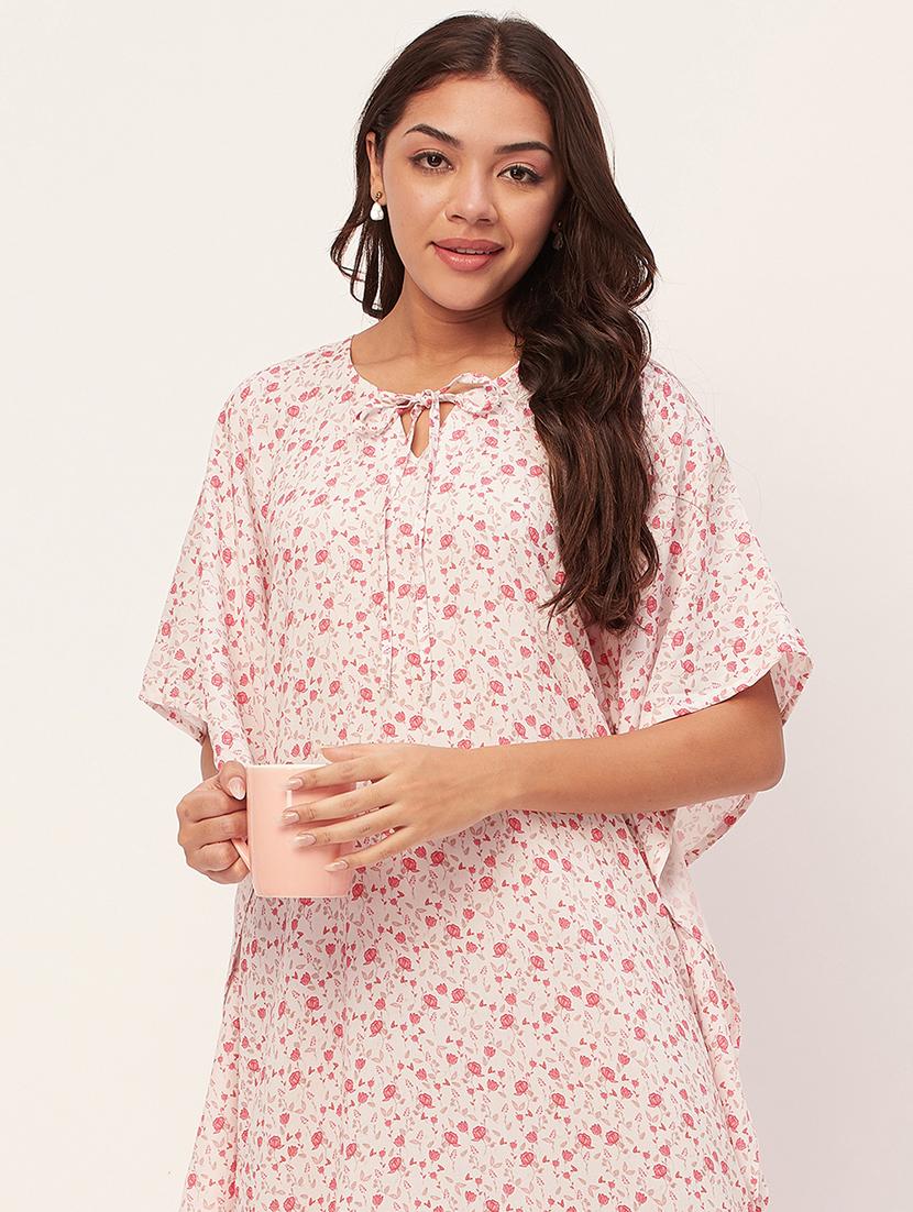 optic white floral print maxi nighty - 20468213 - Standard Image - 4