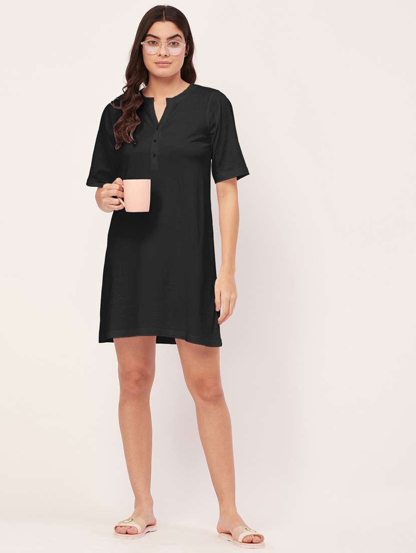 women printed mandarin neck sleepshirt - 20468215 -  Standard Image - 4