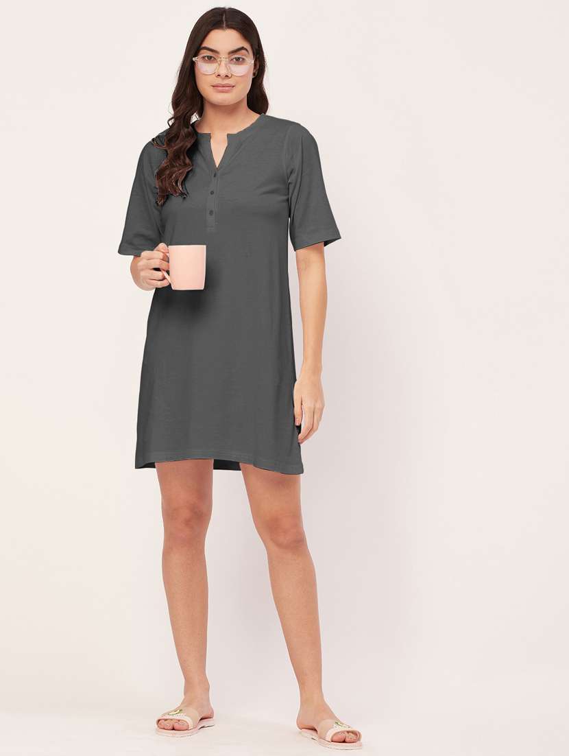 solid grey hosiery sleepshirt - 20468221 -  Standard Image - 4