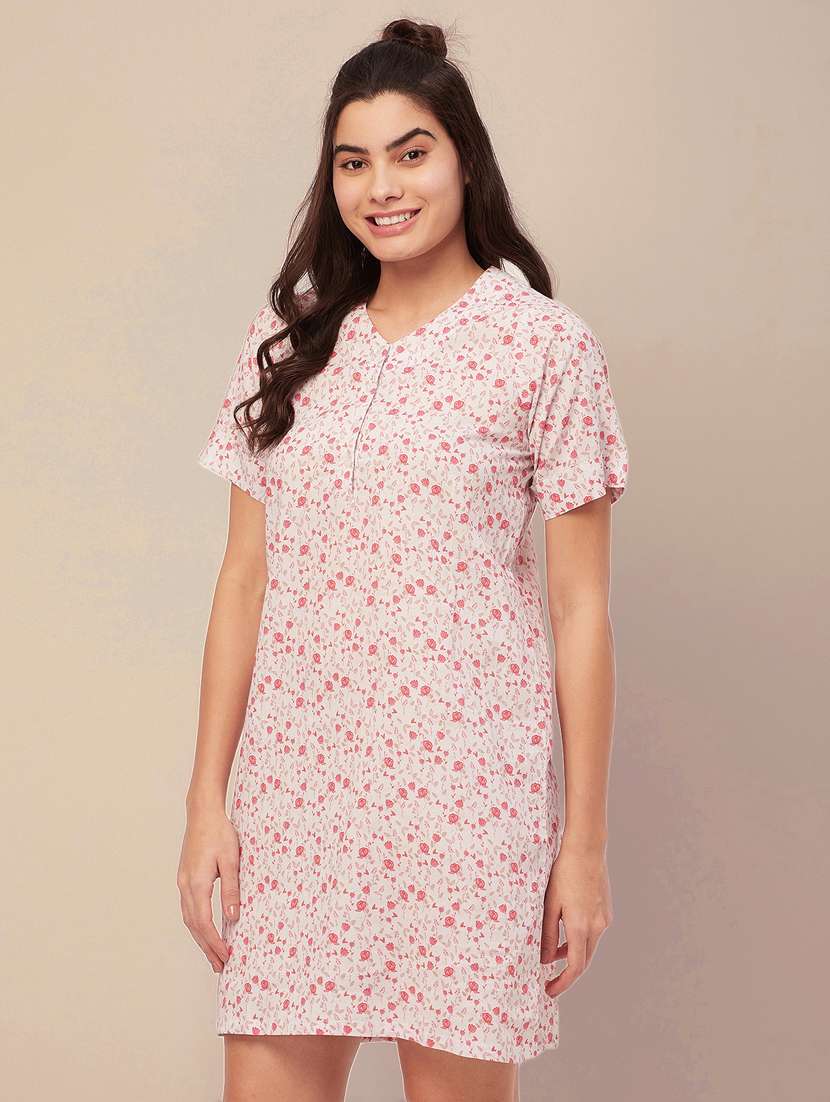 white floral print sleepshirt  - 20468224 -  Standard Image - 1