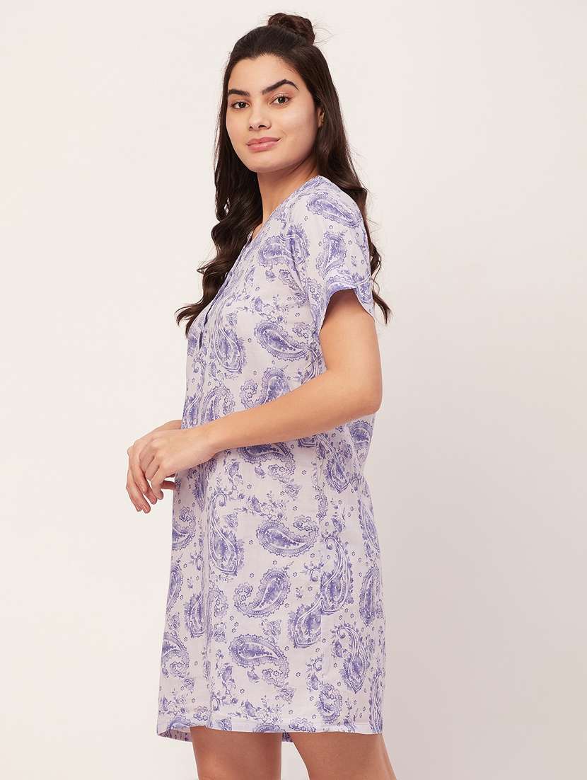 women v-neck paisley print sleepshirt  - 20468228 -  Standard Image - 1