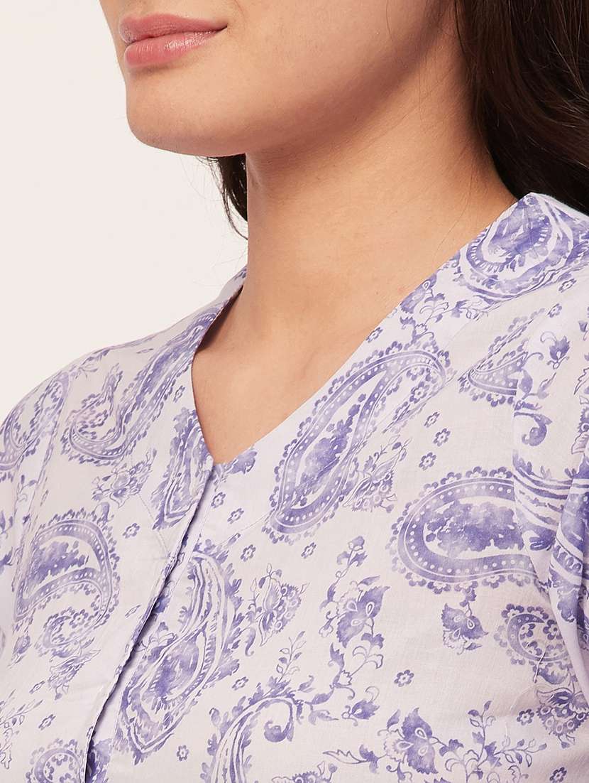 women v-neck paisley print sleepshirt  - 20468228 -  Standard Image - 4