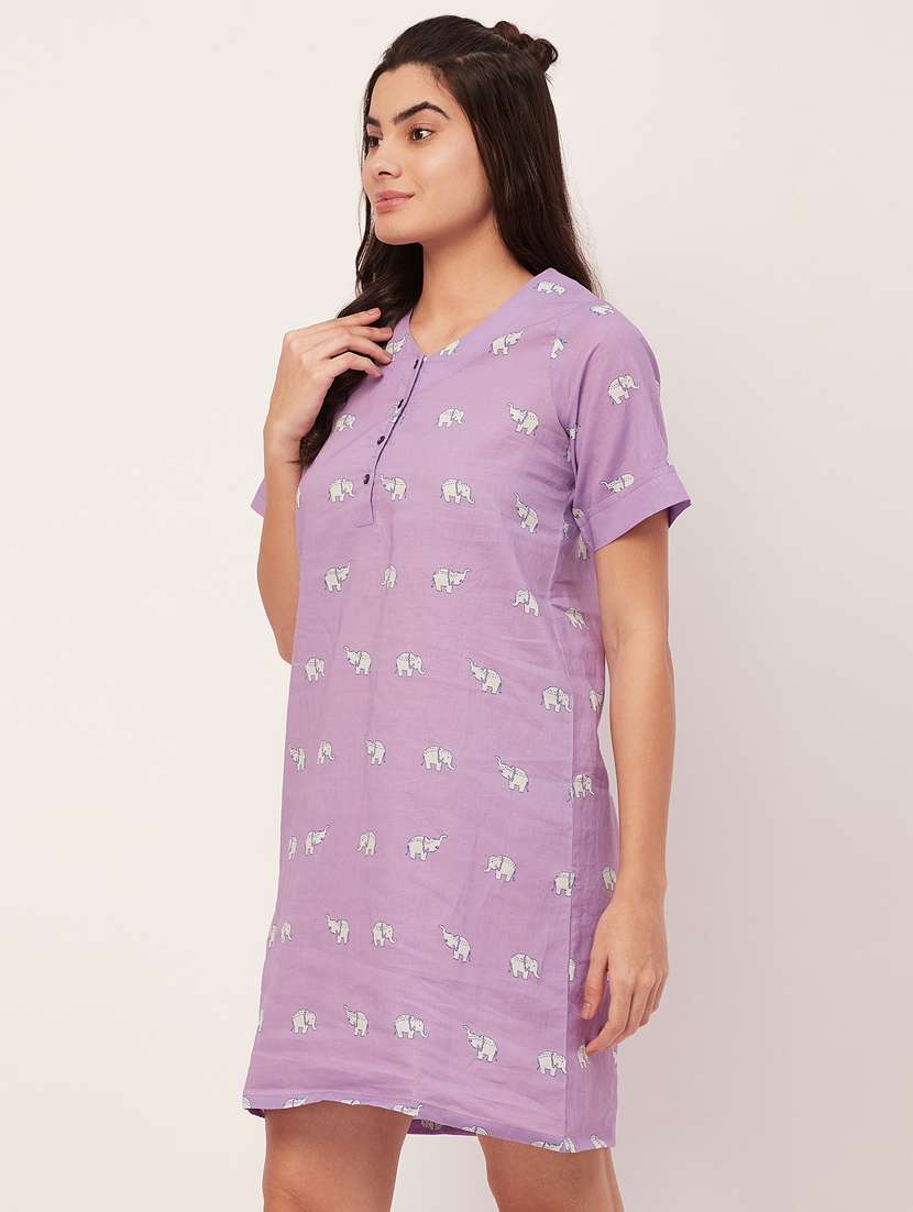 lavender quriky print sleepshirt  - 20468229 -  Standard Image - 1