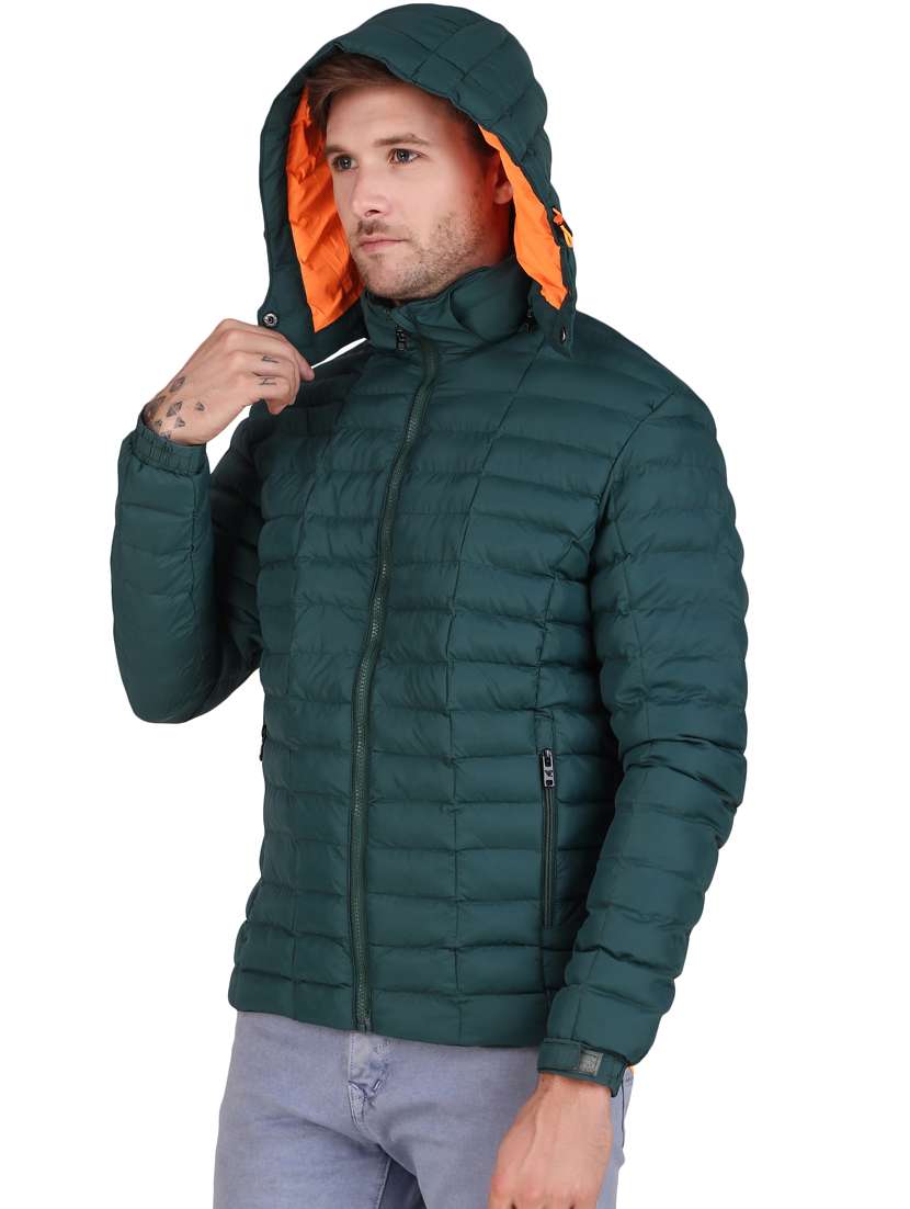 men sea green polyester casual jacket - 20468275 -  Standard Image - 1