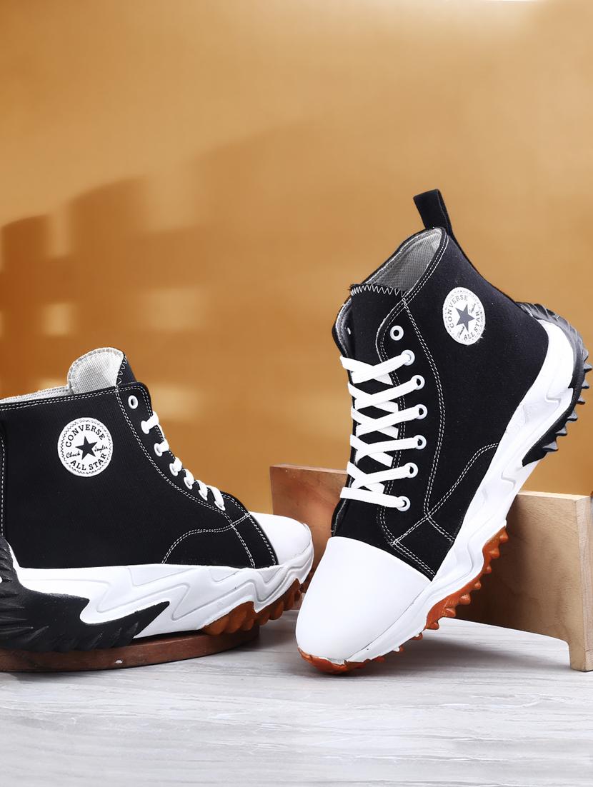men solid black lace up sneaker - 20468322 -  Standard Image - 1