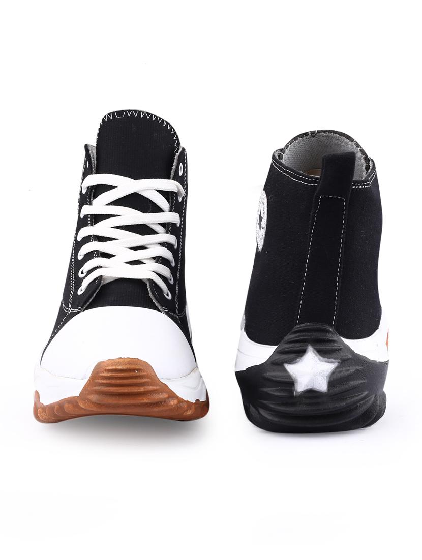 men solid black lace up sneaker - 20468322 - Standard Image - 4