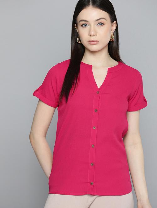 women pink polyester formal shirt - 20468744 - Standard Image - 0