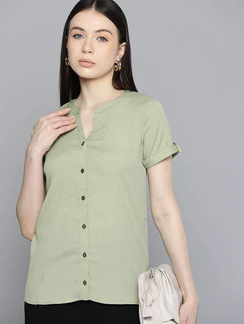 women green polyester formal shirt - 20468745 - Standard Image - 0