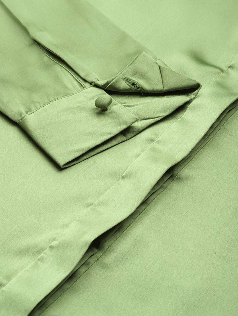 women green satin formal shirt - 20468767 - Standard Image - 4