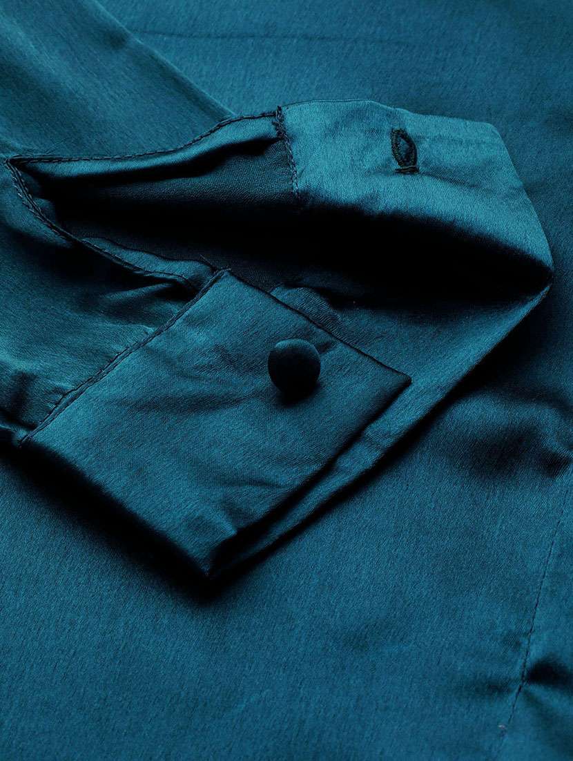 women blue satin formal shirt - 20468769 - Standard Image - 4