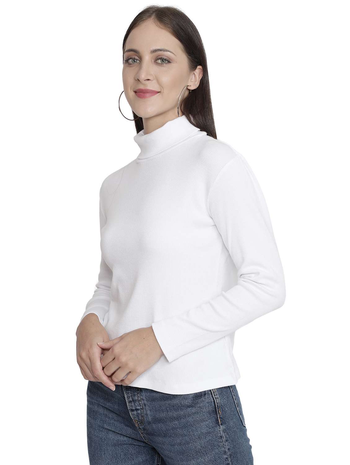 women white turtle neck pullover - 20469006 - Standard Image - 1