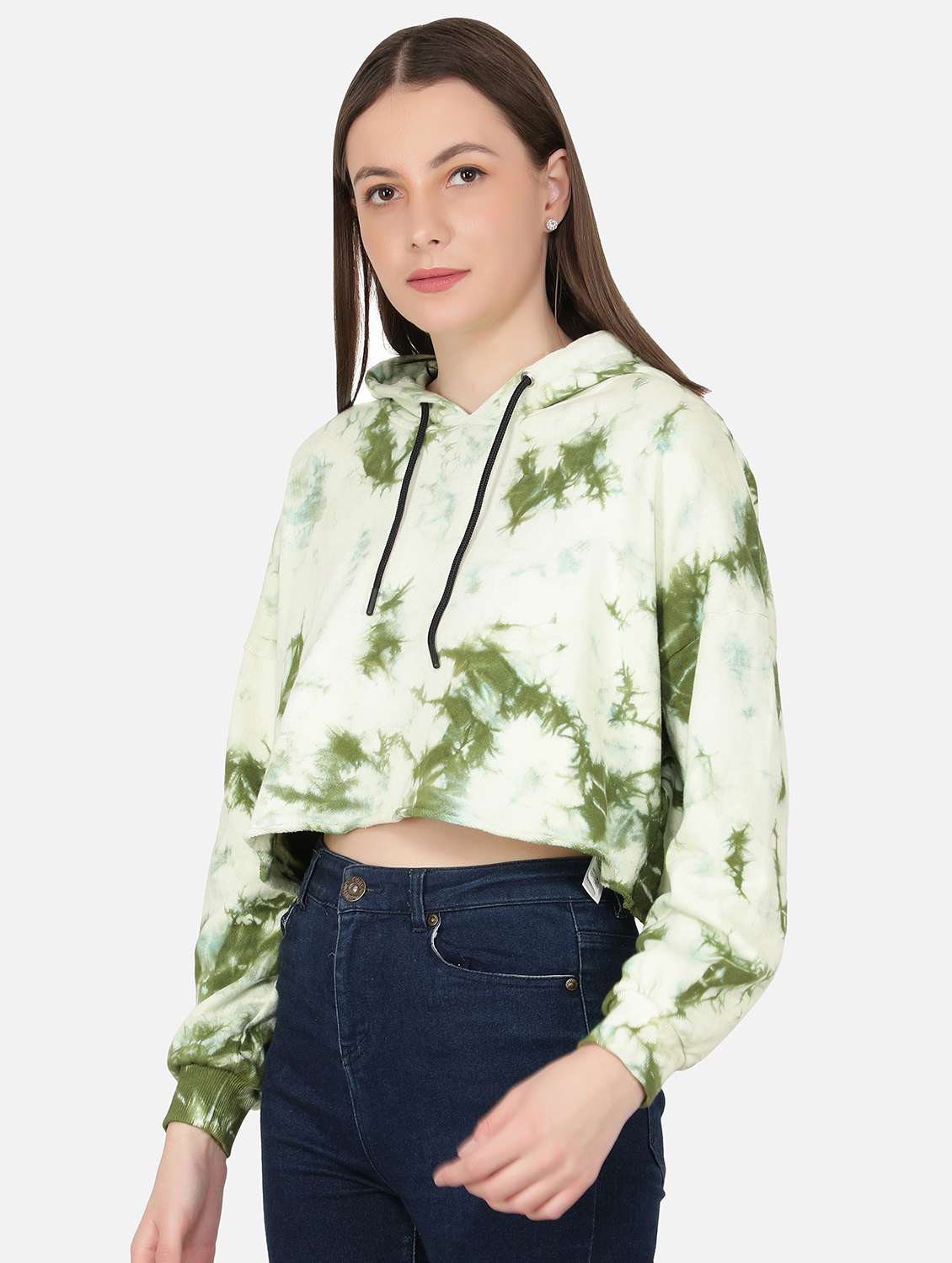 green tie & dye cropped sweatshirt - 20469036 -  Standard Image - 1
