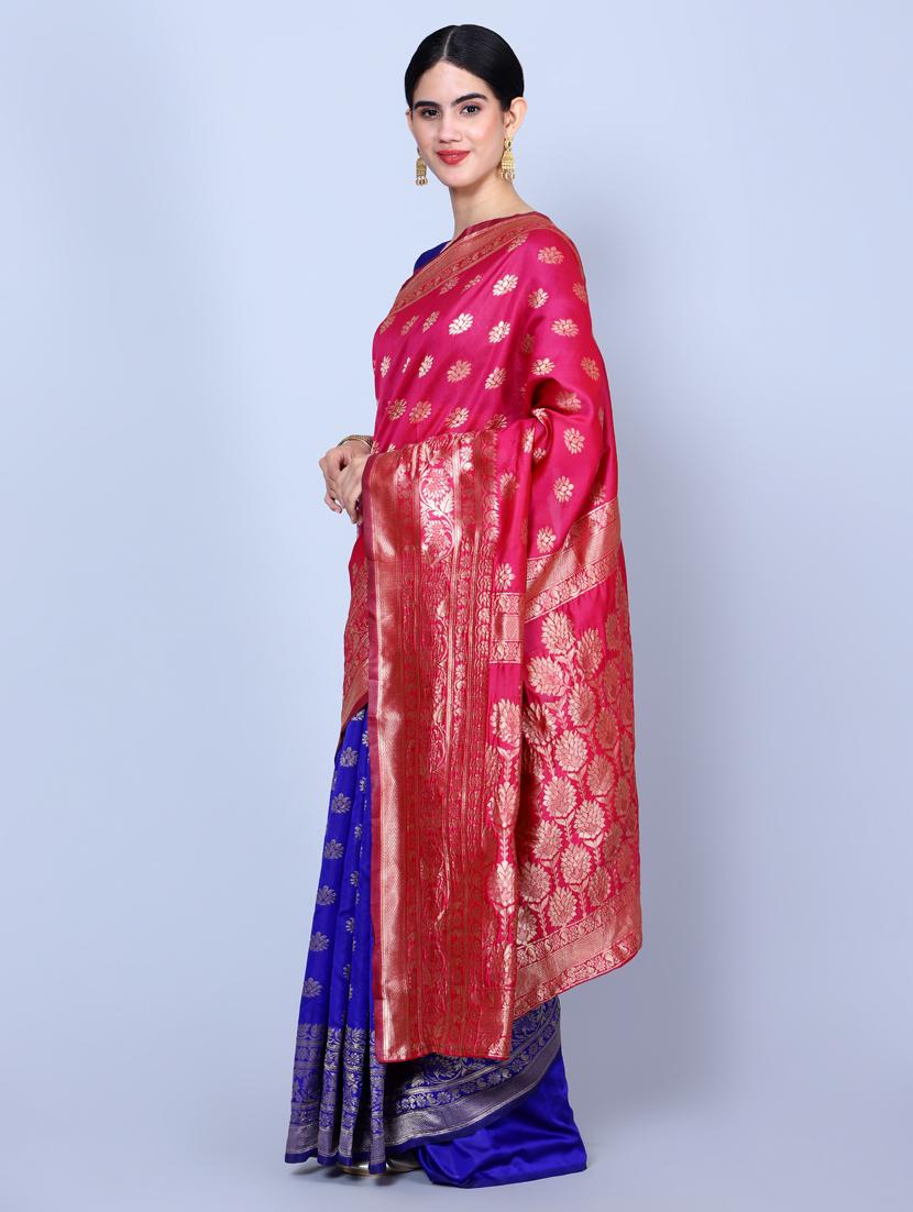 women's self design pink colored saree with blouse - 20469373 - Standard Image - 1