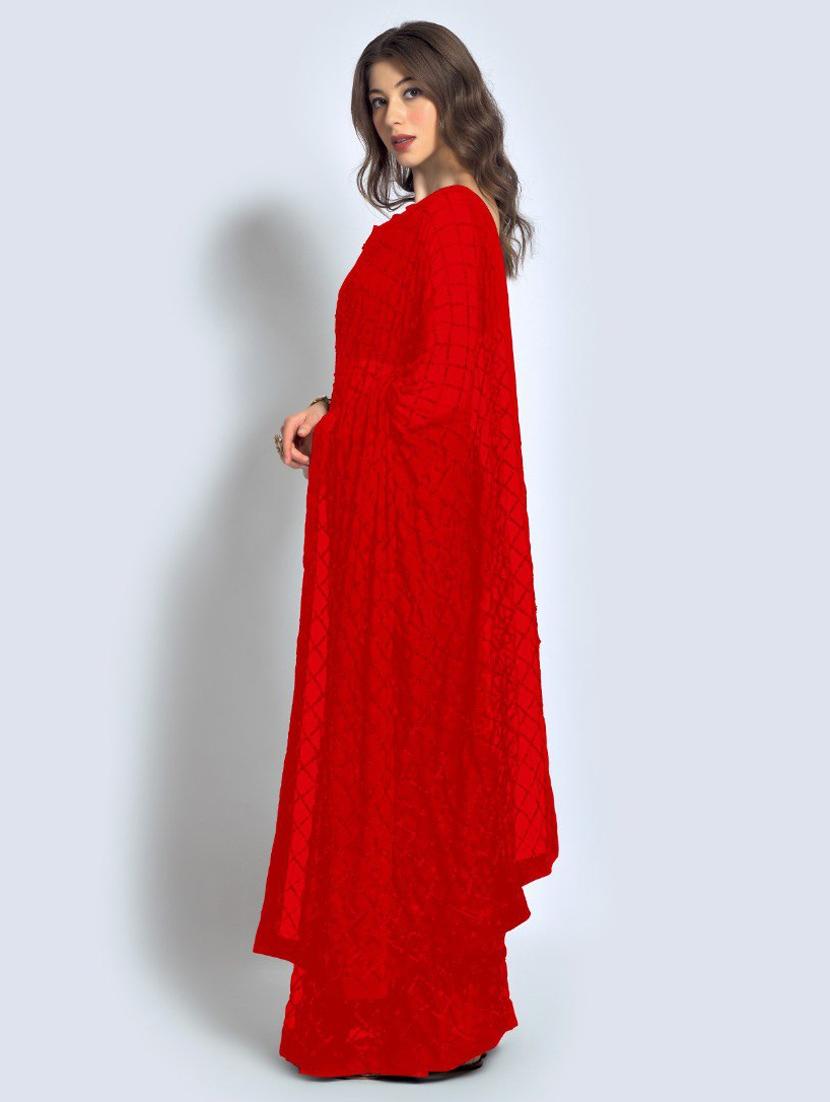red embellished saree with blouse - 20469389 - Standard Image - 1