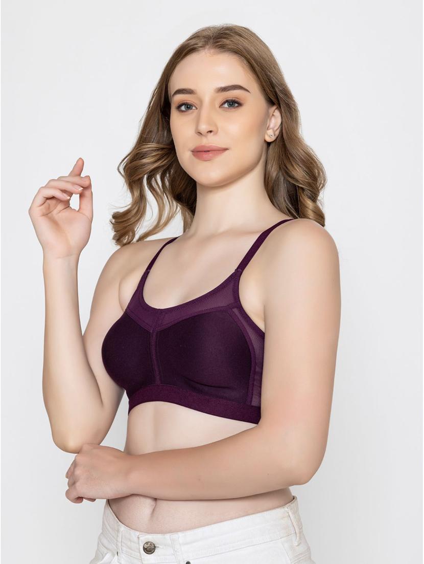 purple cotton blend regular bra - 20469636 - Standard Image - 1