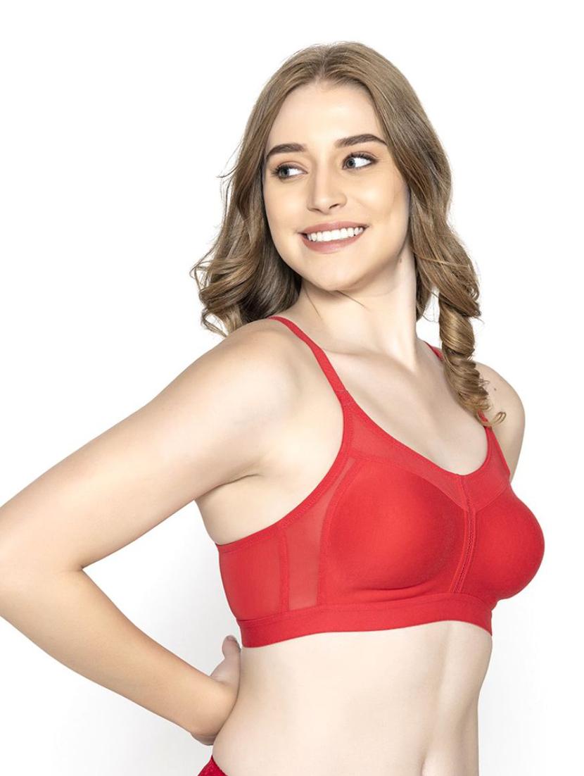 red cotton blend minimizer bra - 20469639 - Standard Image - 1