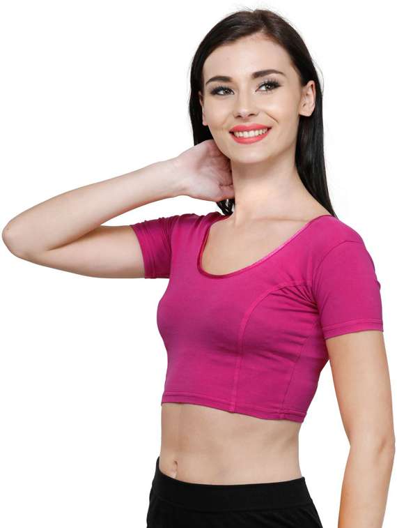 women pink solid stitched blouse - 20469663 - Standard Image - 1