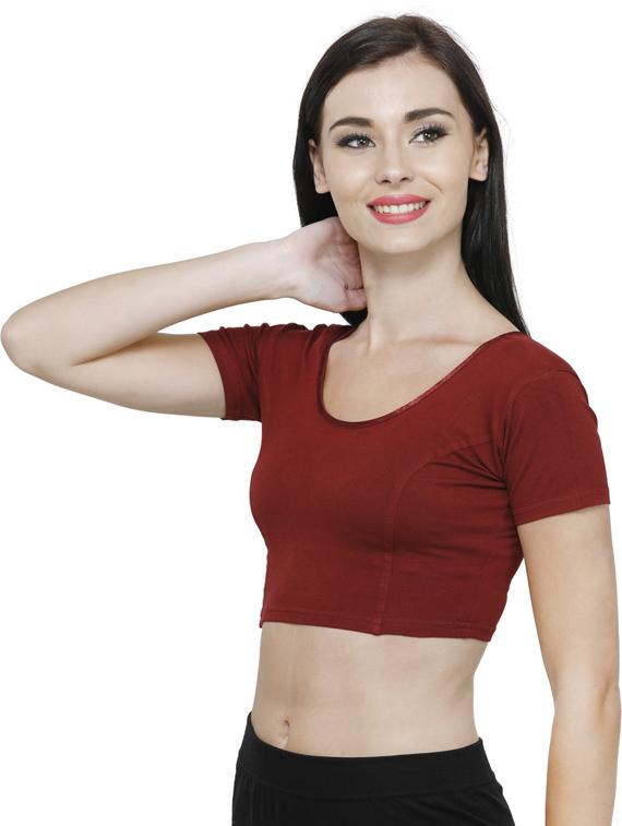 women maroon solid stitched blouse - 20469666 - Standard Image - 1