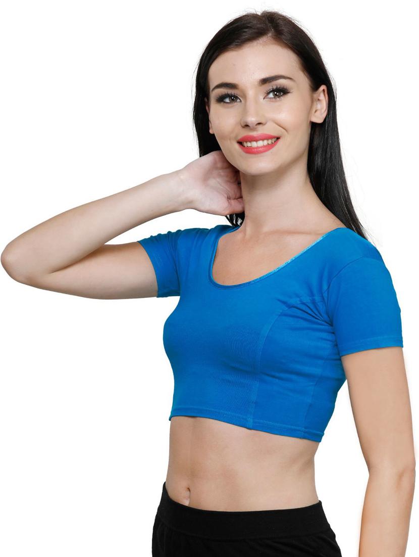 women light blue solid stitched blouse - 20469667 - Standard Image - 1