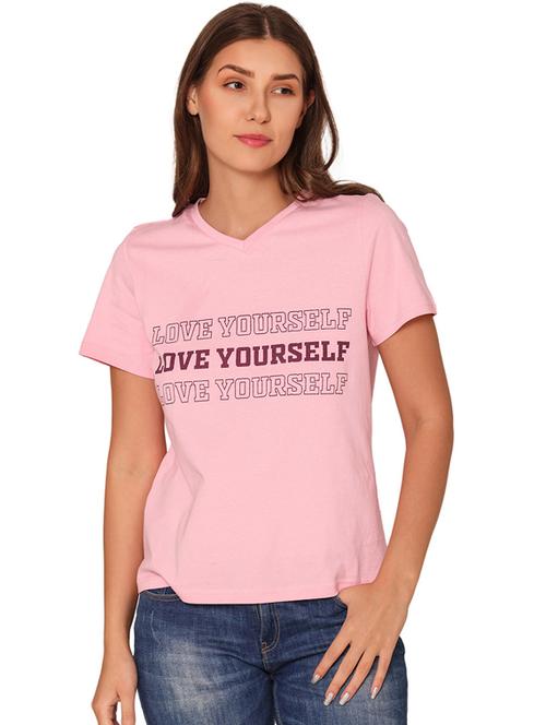 women's chest print round neck t-shirt - 20469671 -  Standard Image - 0