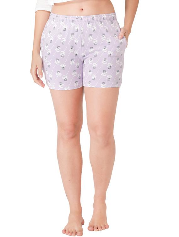 lavender printed regular fit short - 20469848 -  Zoom Image - 0