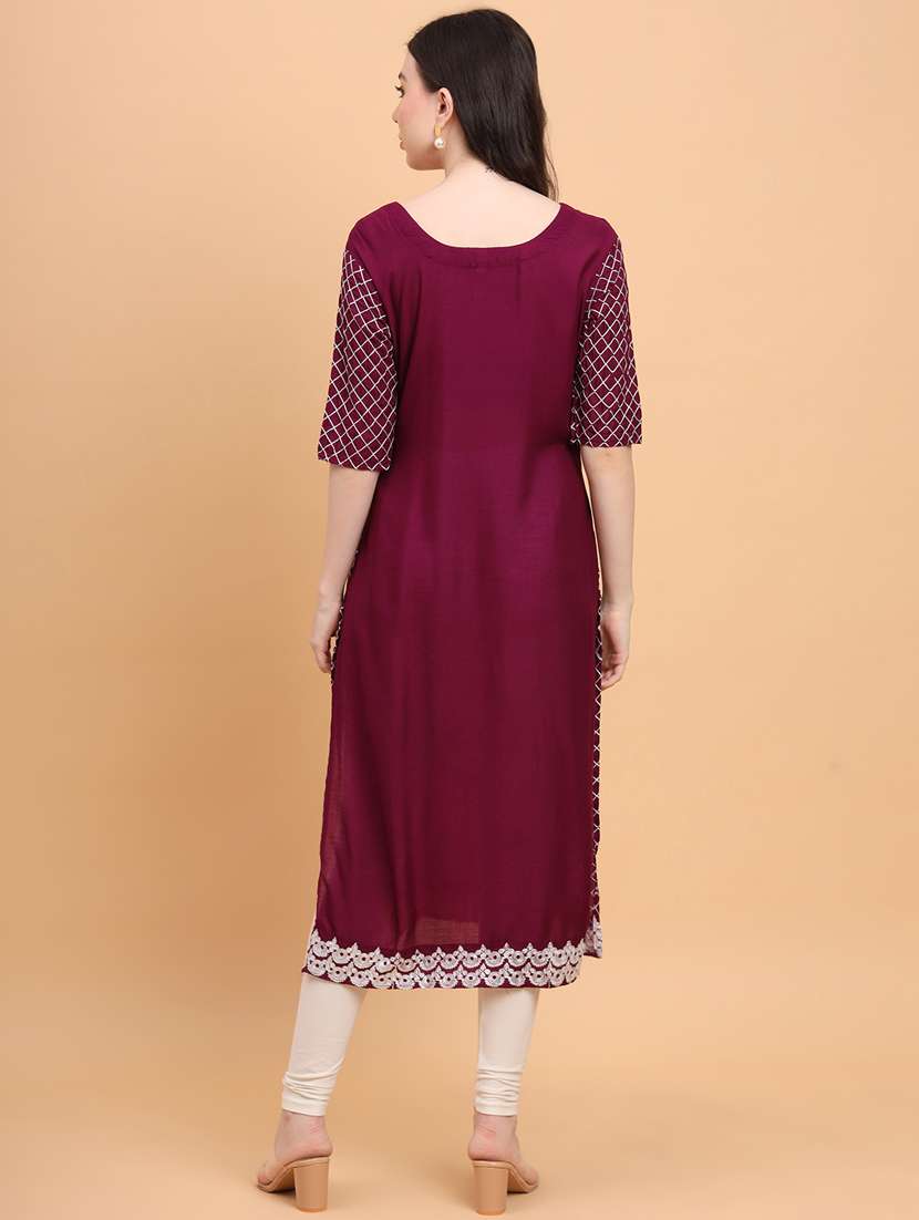 women embroidered straight kurta - 20470399 -  Standard Image - 1