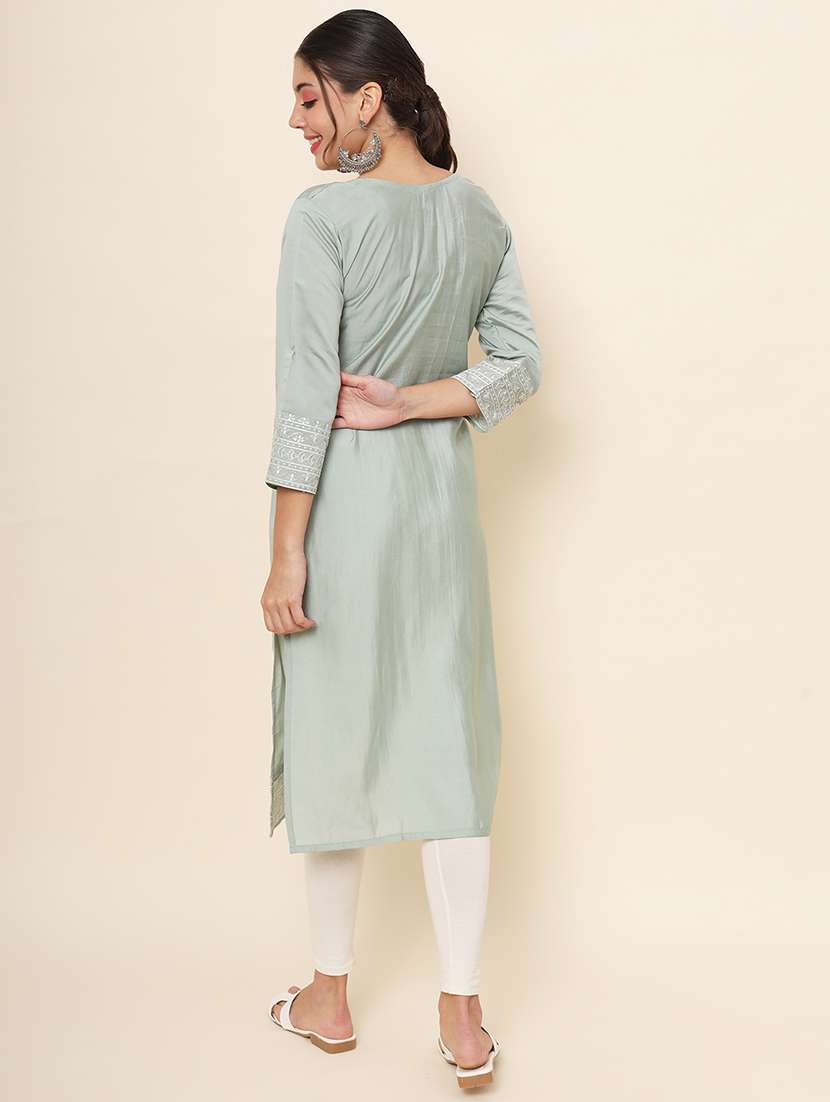 women embroidered straight kurta - 20470411 -  Standard Image - 4