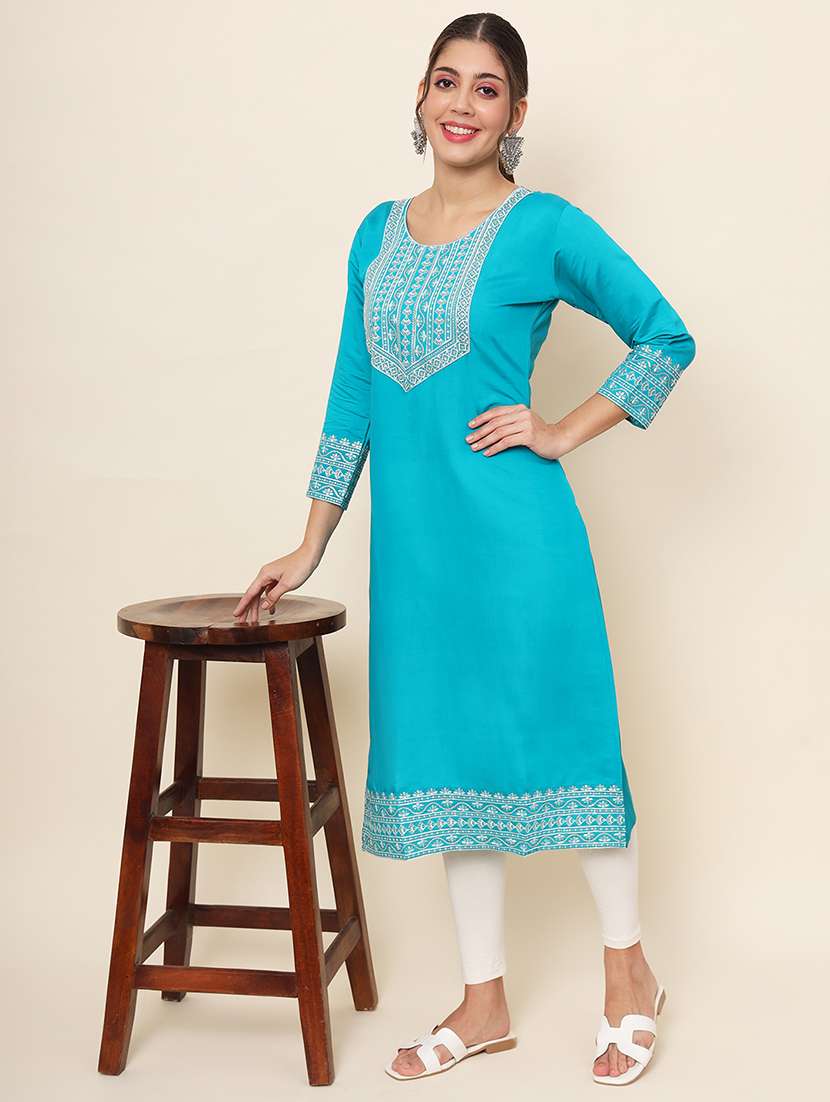 women embroidered straight kurta - 20470412 -  Standard Image - 1