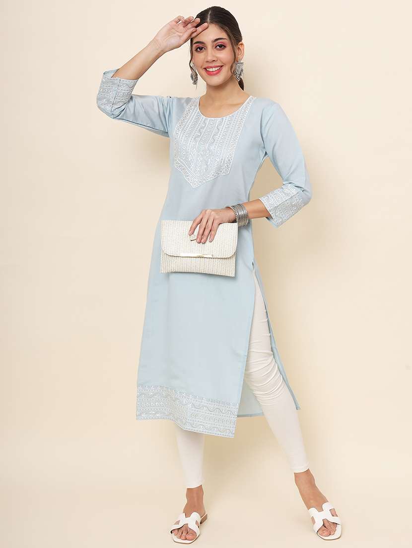 women embroidered straight kurta - 20470414 -  Standard Image - 1