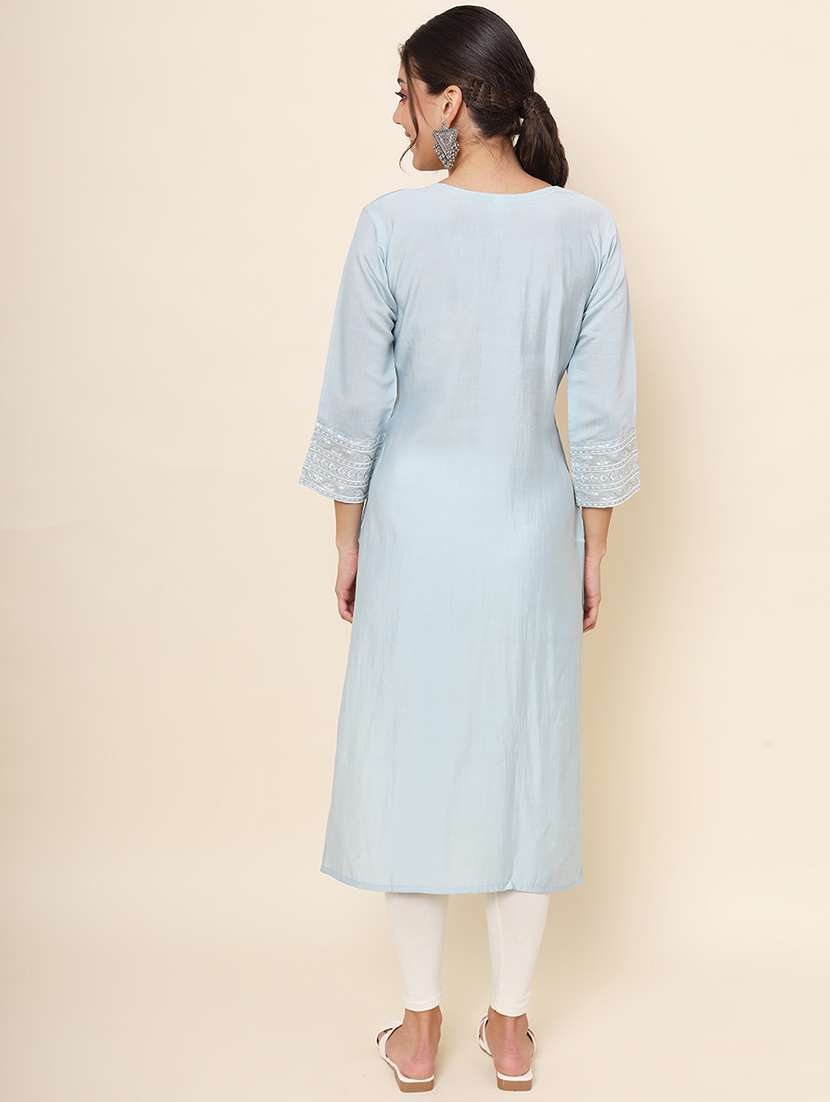 women embroidered straight kurta - 20470414 -  Standard Image - 4