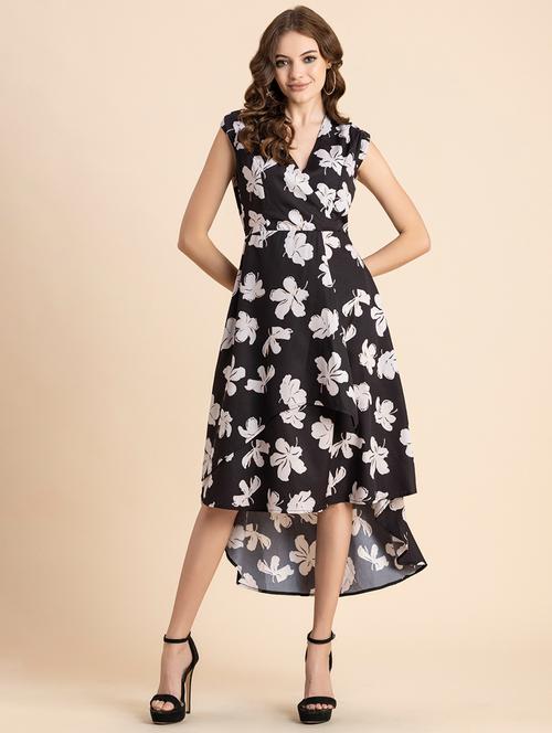 black floral print high low dress - 20473193 -  Standard Image - 0