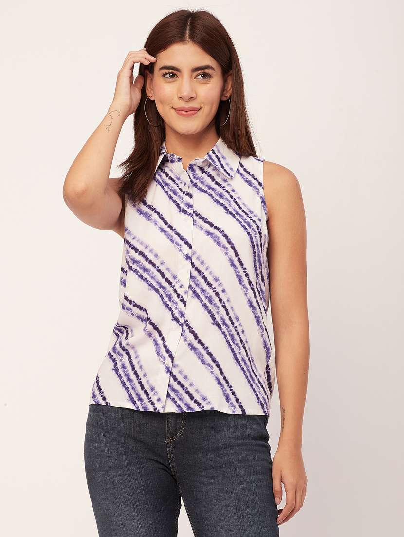 optic white tie & dye regular shirt