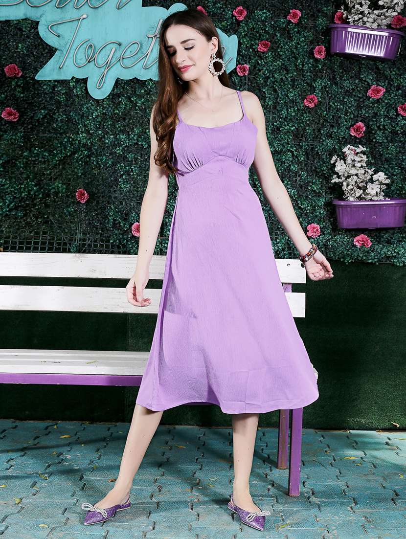 purple solid empire line dress