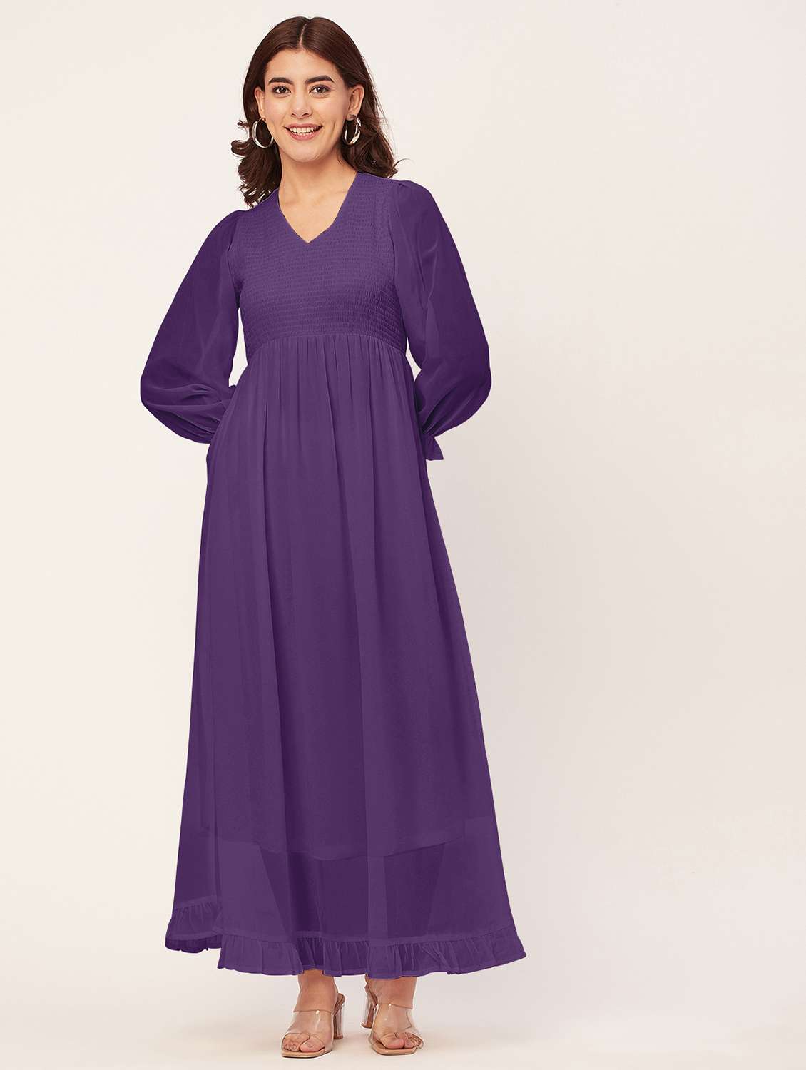 purple solid maxi dress