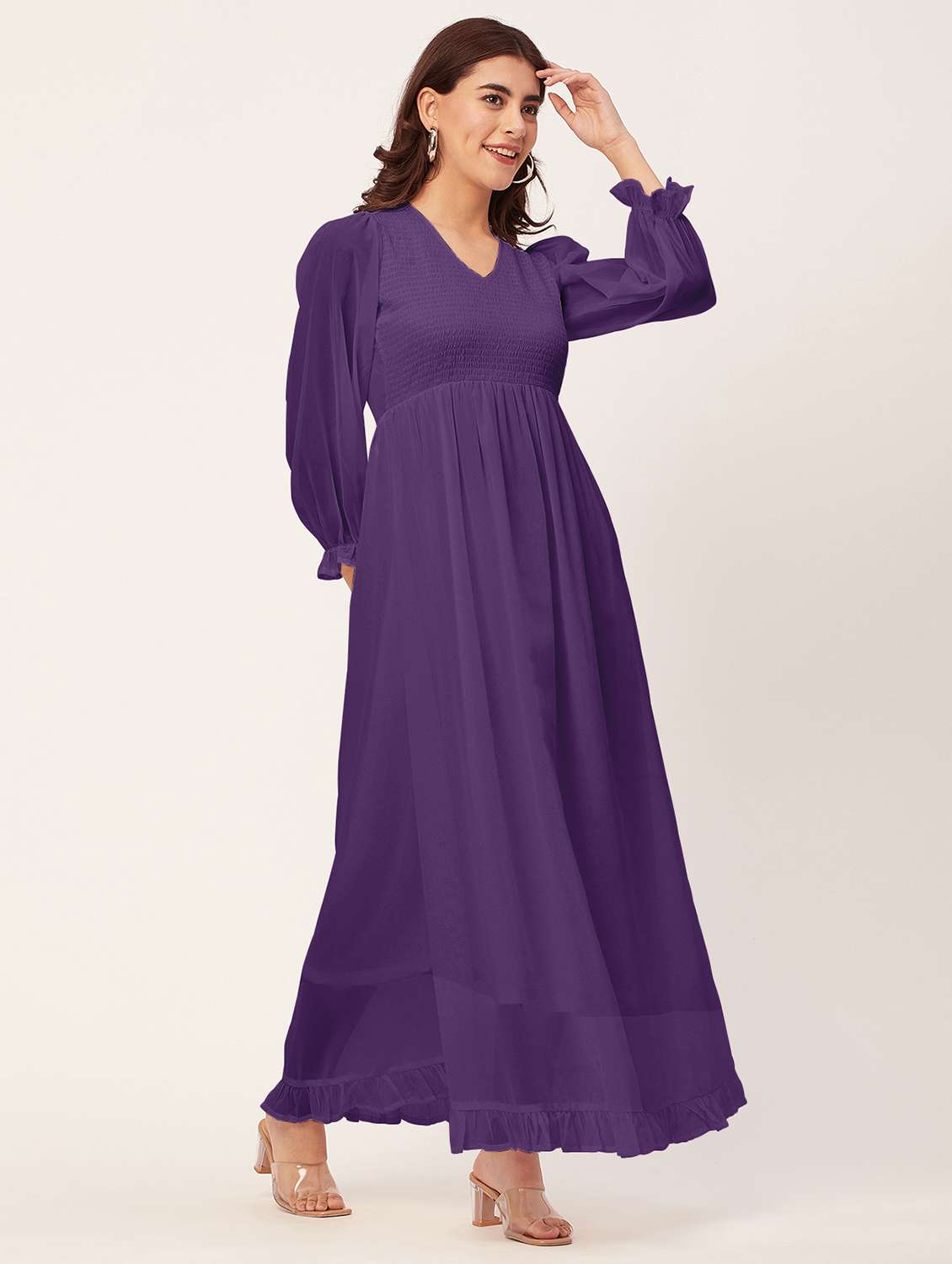 purple solid maxi dress - 20473232 -  Standard Image - 1