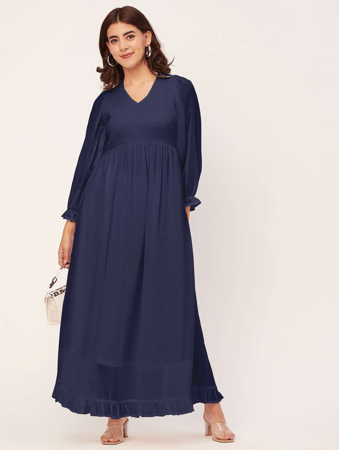 navy blue solid maxi dress - 20473233 -  Standard Image - 1