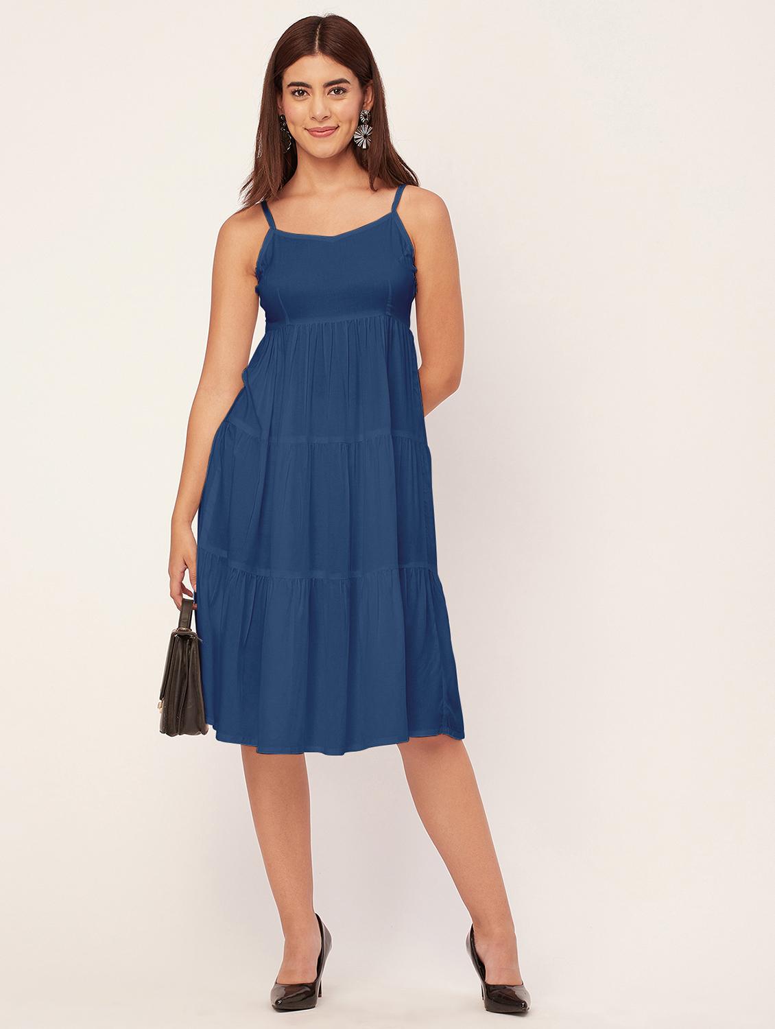 blue solid tiered dress - 20473240 -  Standard Image - 1