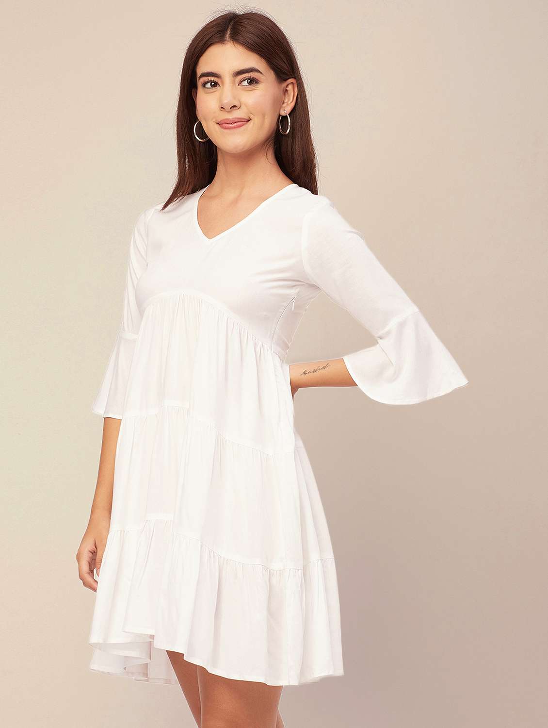 white solid tiered dress - 20473248 -  Standard Image - 1