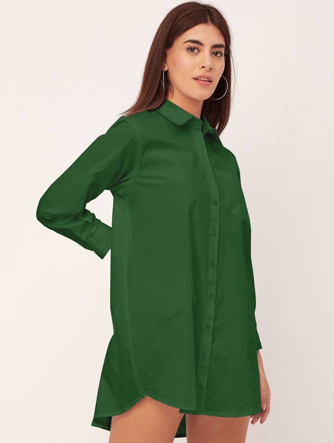 green solid shirt dress - 20473249 -  Standard Image - 1