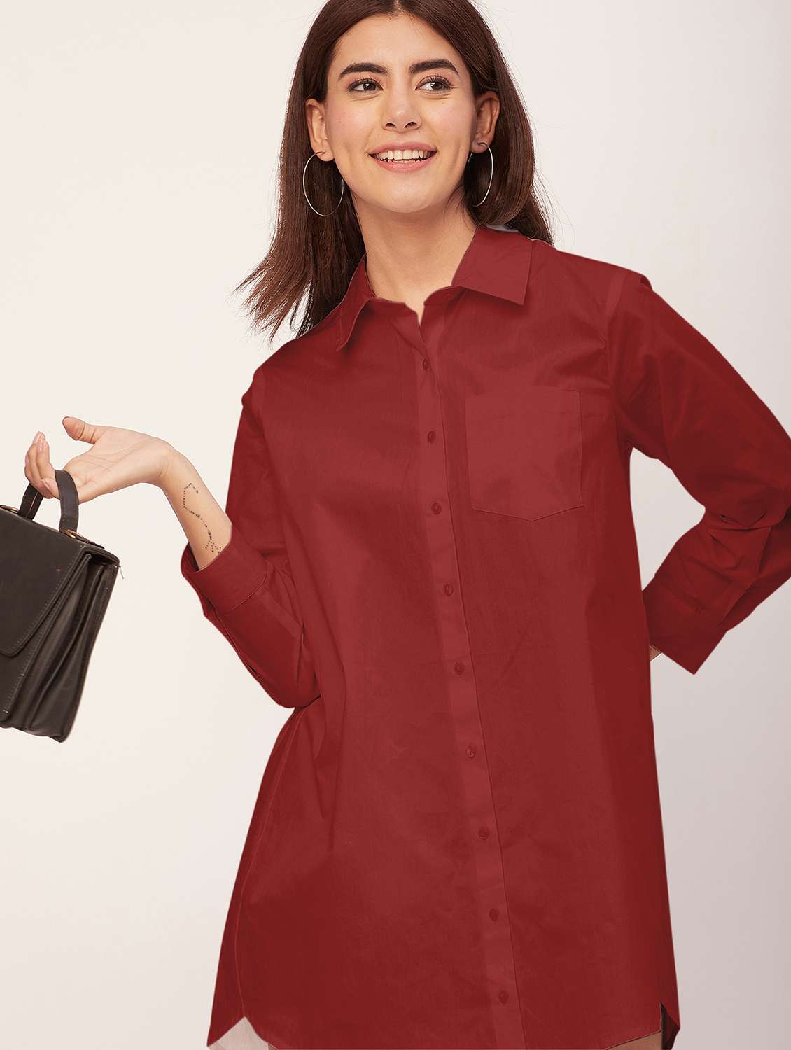 red solid shirt dress - 20473252 -  Standard Image - 1