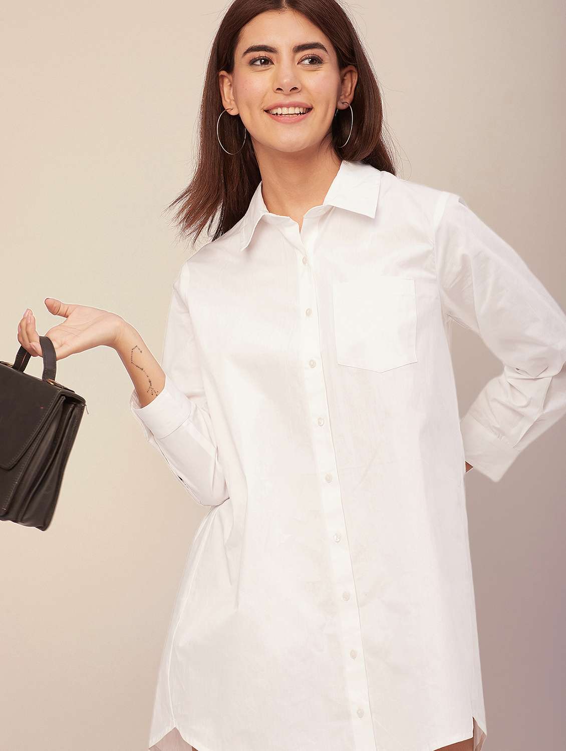 white solid shirt dress - 20473254 -  Standard Image - 1