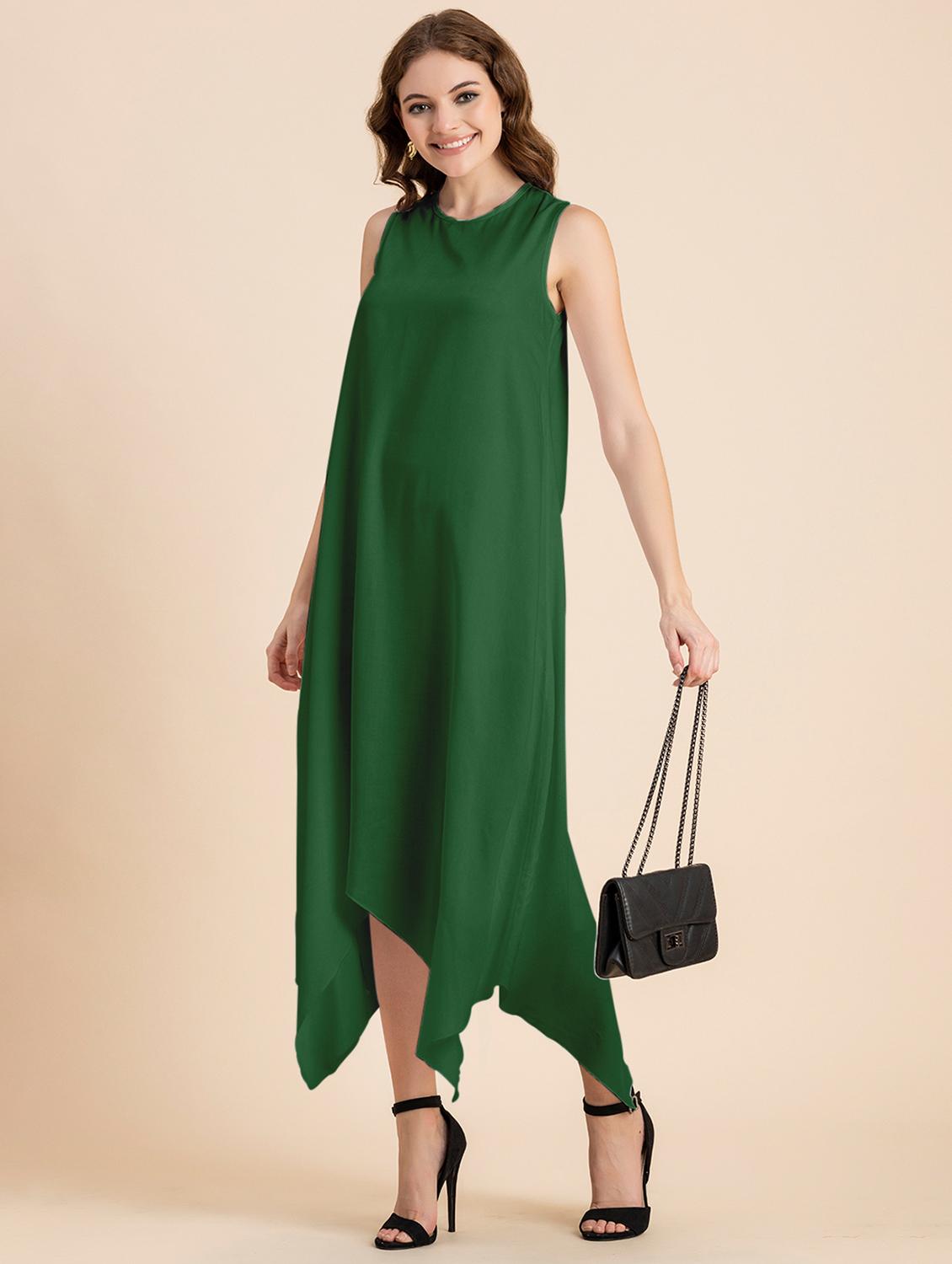 green solid asymmetric dress - 20473260 - Standard Image - 1